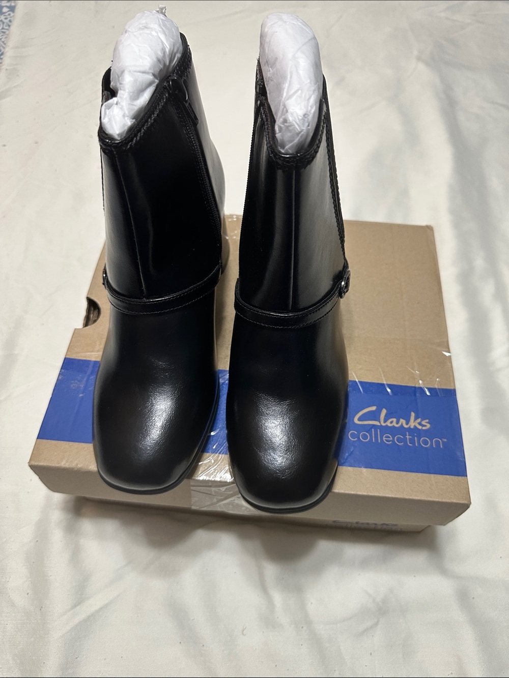 Clarks Black Leather Mid-Calf Boots